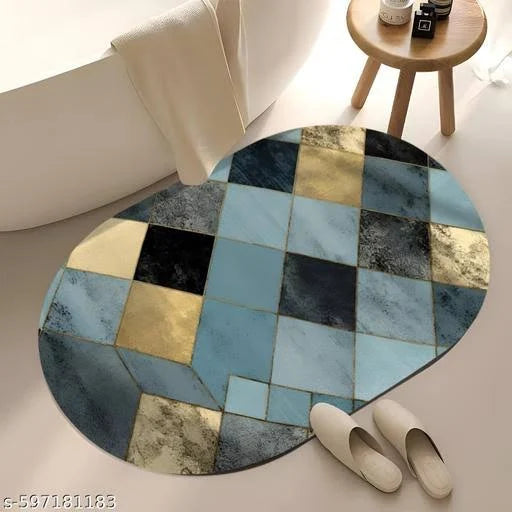 Oval Mix Design Bathroom Mat