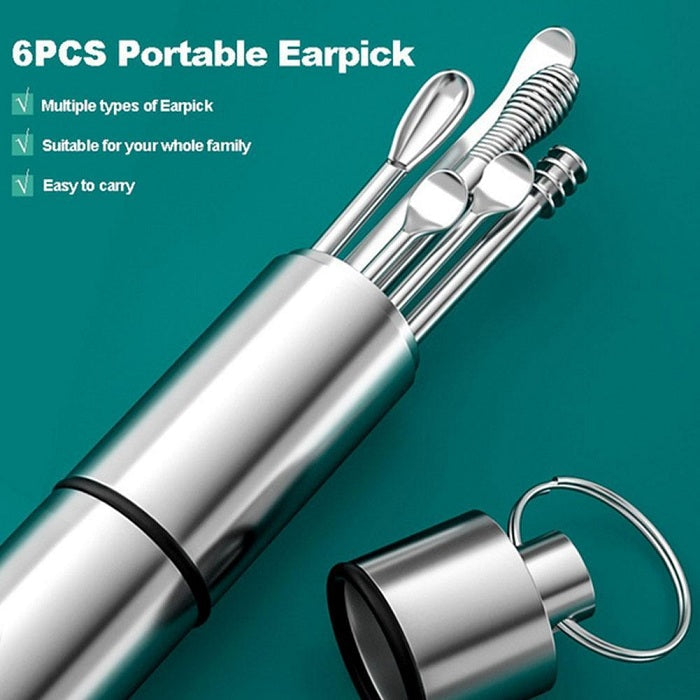 6 Pcs Ear Cleaning Tools with Aluminum Tube